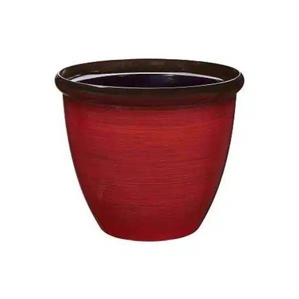 brushed red flower pot 045734661233 - hands garden center